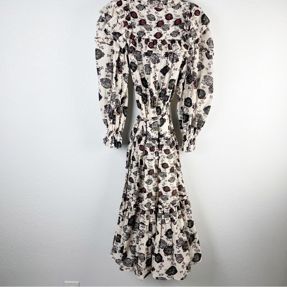 Ulla Johnson Winnifred Floral Long Sleeve Midi Dress Cotton Smocked Casual - Picture 4 of 11